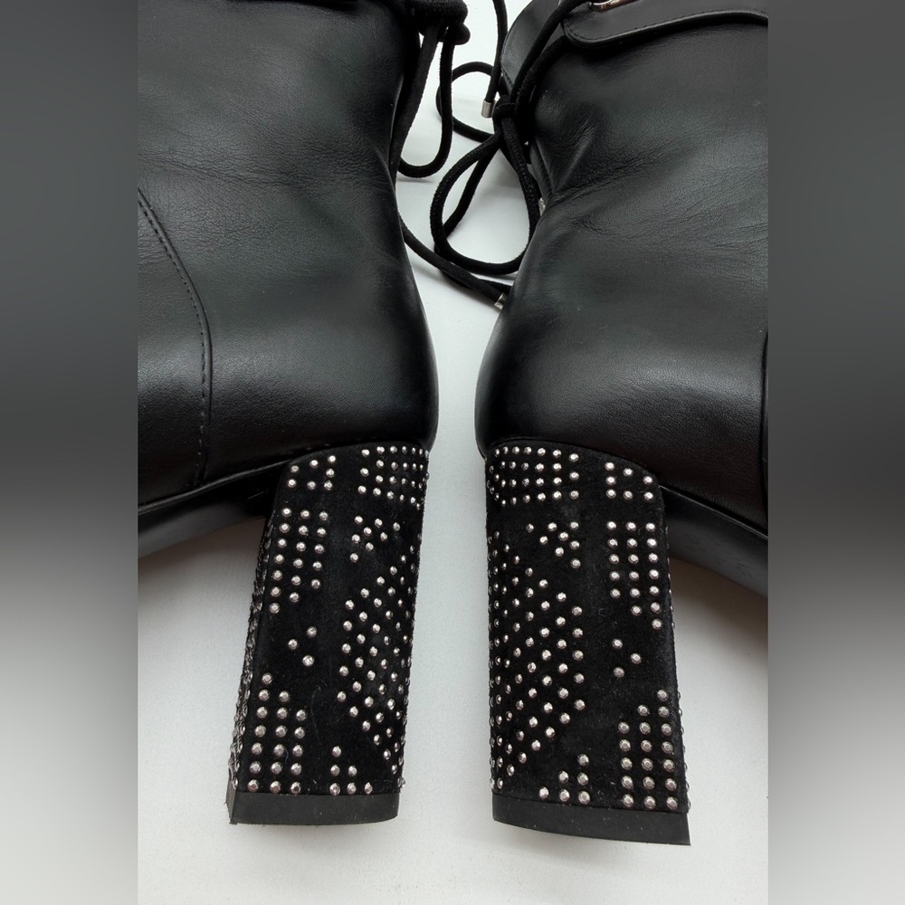 Christian Dior Stellar Ankle Boots Black Leather Studded Accent Heels EU 38 US 8 - Picture 11 of 14